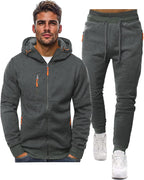 Felpa con cappuccio e tuta da jogging casual con zip da uomo