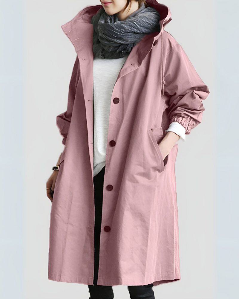 Trench comodo con cappuccio
