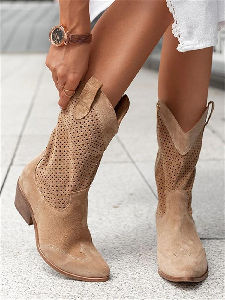 Stivali da cowboy traforati da donna con flusso d'aria