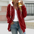 Felpa con cappuccio con zip in pile accogliente da donna