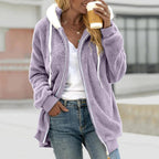 Felpa con cappuccio con zip in pile accogliente da donna