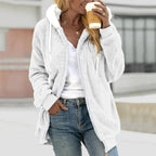Felpa con cappuccio con zip in pile accogliente da donna