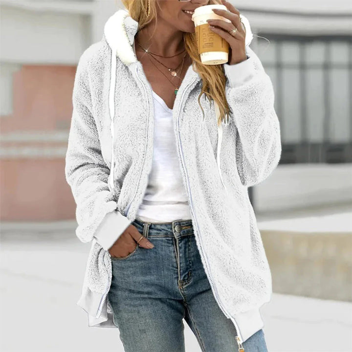 Felpa con cappuccio con zip in pile accogliente da donna