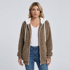 Felpa con cappuccio con zip in pile accogliente da donna