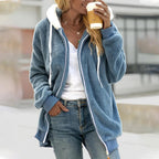Felpa con cappuccio con zip in pile accogliente da donna