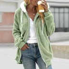 Felpa con cappuccio con zip in pile accogliente da donna