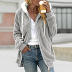 Felpa con cappuccio con zip in pile accogliente da donna