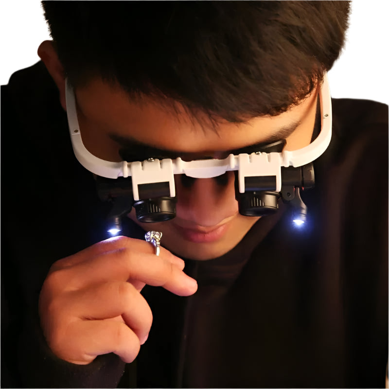 Occhiali d’ingrandimento LED con zoom 8x, 15x, 23x