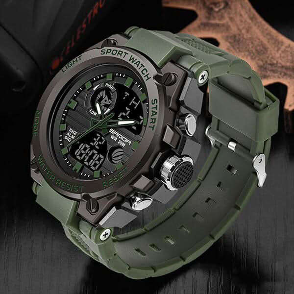 Orologio militare da uomo con display analogico-digitale e funzioni