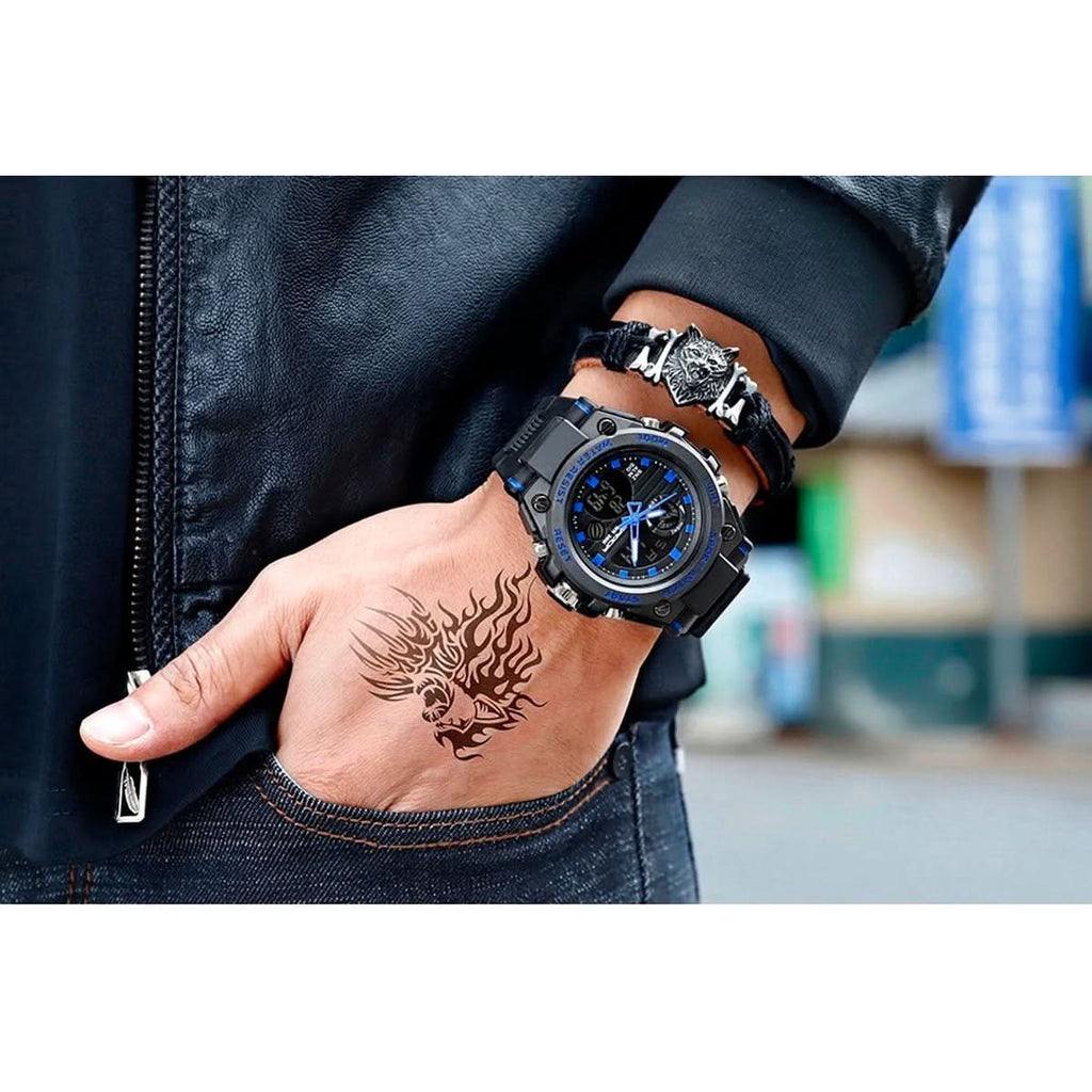 Orologio militare da uomo con display analogico-digitale e funzioni