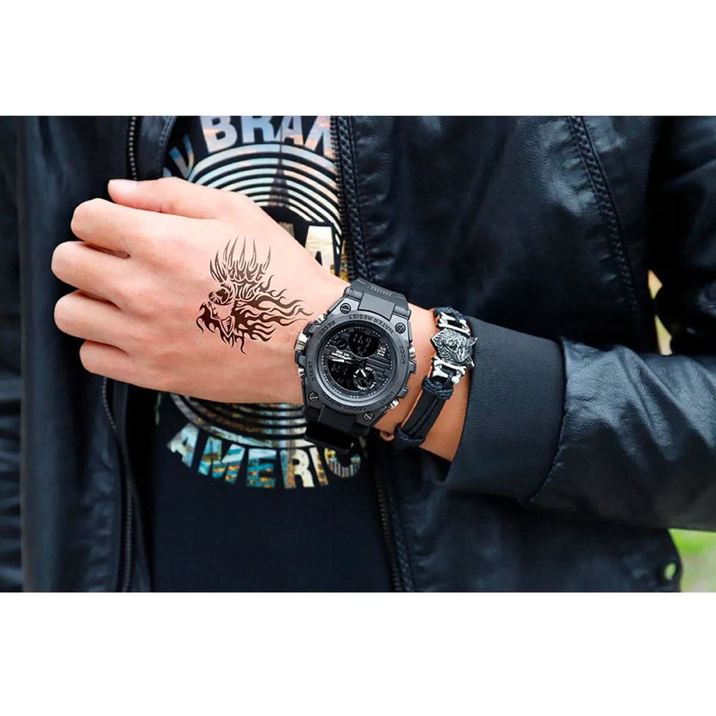 Orologio militare da uomo con display analogico-digitale e funzioni