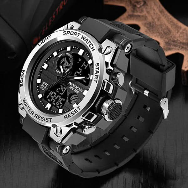 Orologio militare da uomo con display analogico-digitale e funzioni