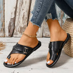 Leren Damesslippers met Verstelbare Bandjes Anatomisch Voetbed Comfortabele Zomerschoenen Pantofole Dames