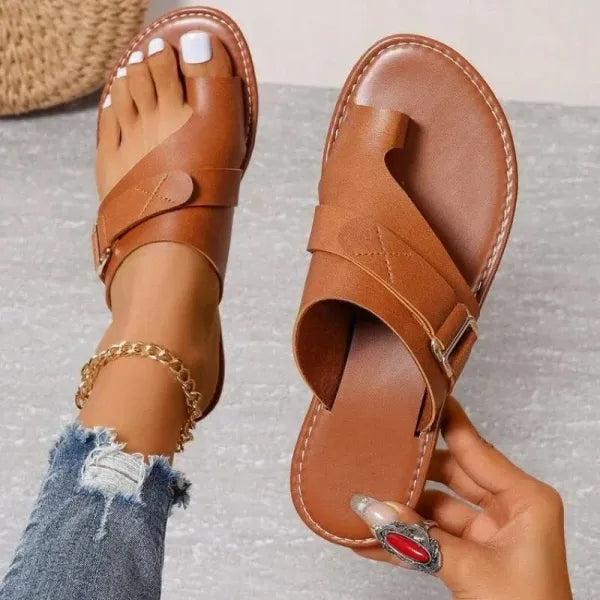 Leren Damesslippers met Verstelbare Bandjes Anatomisch Voetbed Comfortabele Zomerschoenen Pantofole Dames