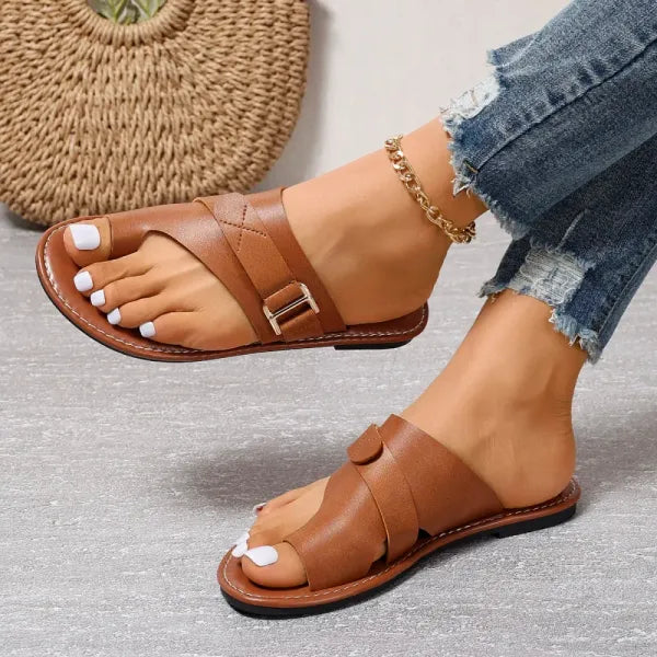 Leren Damesslippers met Verstelbare Bandjes Anatomisch Voetbed Comfortabele Zomerschoenen Pantofole Dames
