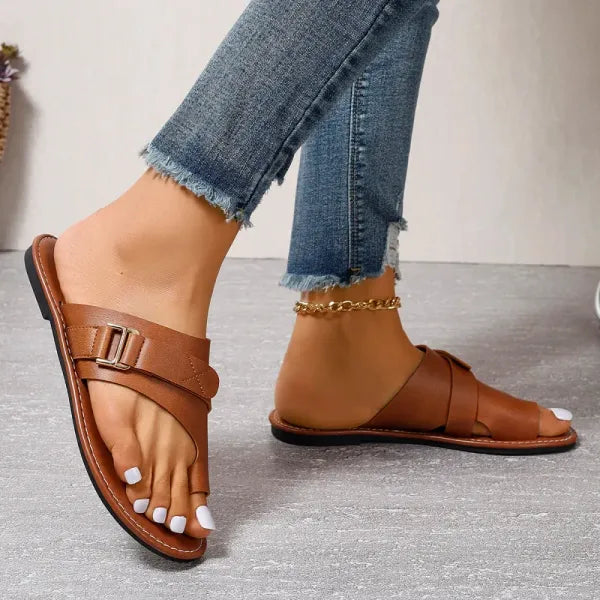 Leren Damesslippers met Verstelbare Bandjes Anatomisch Voetbed Comfortabele Zomerschoenen Pantofole Dames