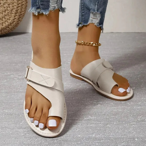 Leren Damesslippers met Verstelbare Bandjes Anatomisch Voetbed Comfortabele Zomerschoenen Pantofole Dames