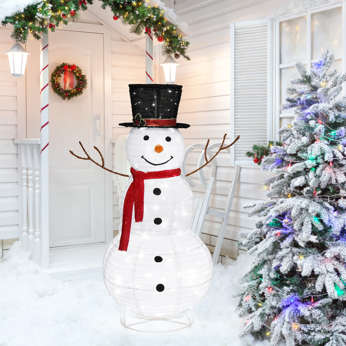 Decorazione luminosa per pupazzo di neve di Natale all'aperto
