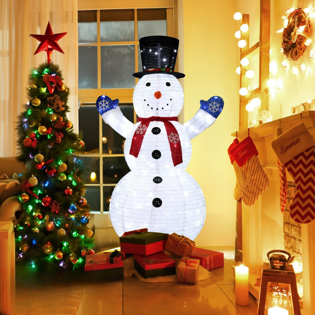 Decorazione luminosa per pupazzo di neve di Natale all'aperto