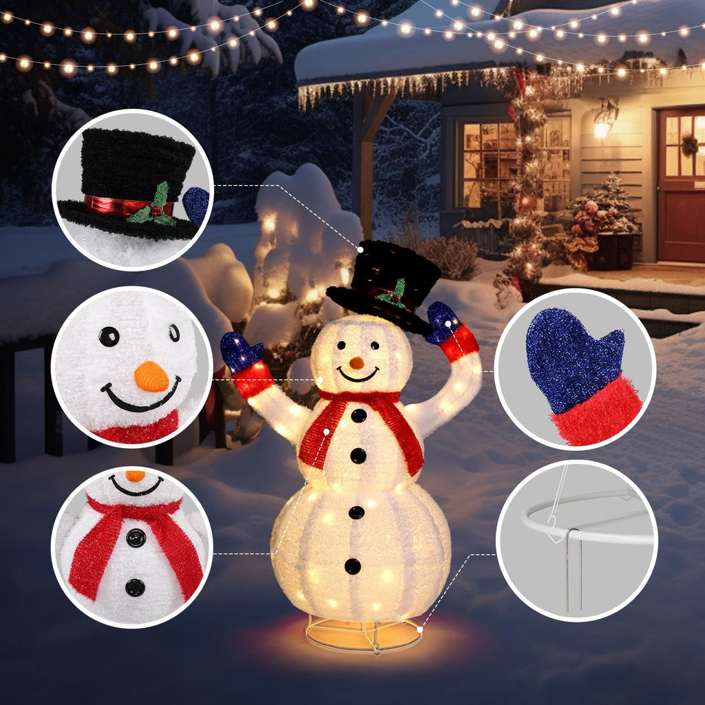 Decorazione luminosa per pupazzo di neve di Natale all'aperto