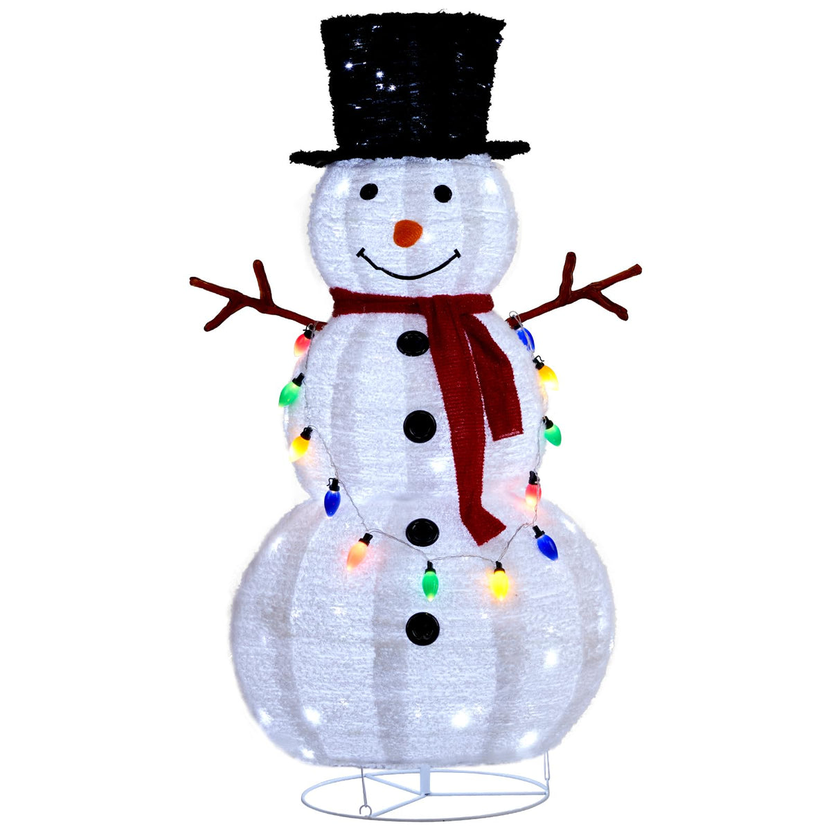 Decorazione luminosa per pupazzo di neve di Natale all'aperto