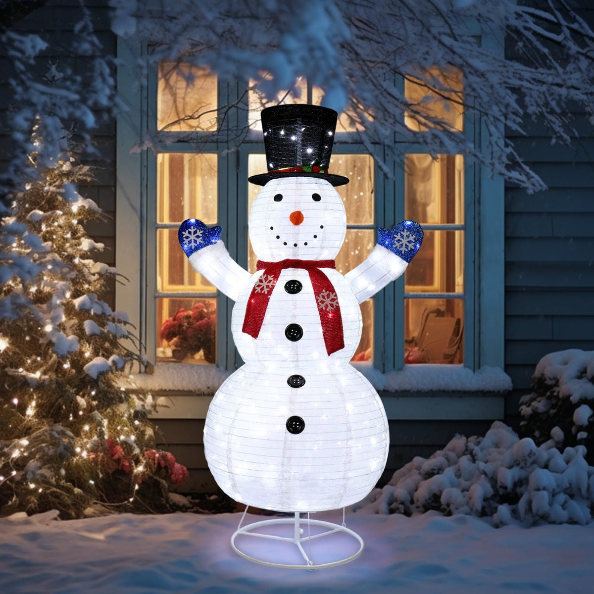 Decorazione luminosa per pupazzo di neve di Natale all'aperto