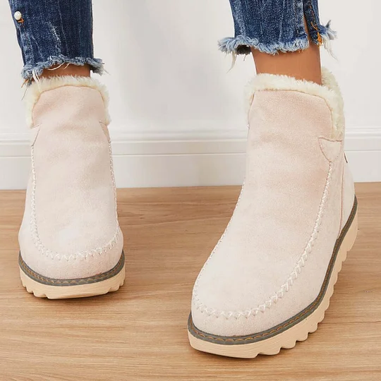 Stivali invernali da donna, stivali da neve da donna slip on con fodera in pelliccia e suola antiscivolo, stivaletti da donna con tacco basso