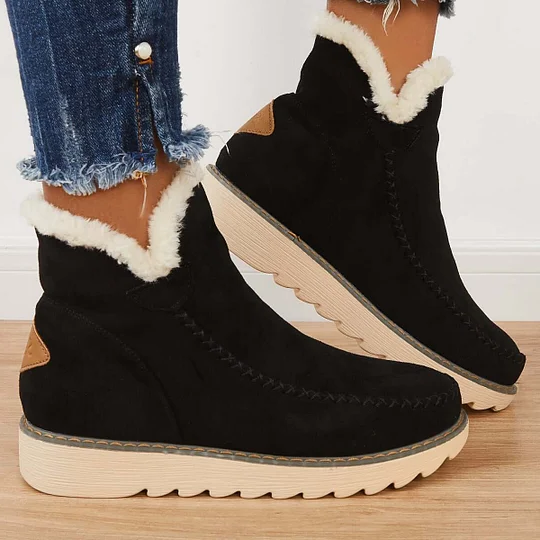 Stivali invernali da donna, stivali da neve da donna slip on con fodera in pelliccia e suola antiscivolo, stivaletti da donna con tacco basso
