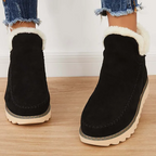 Stivali invernali da donna, stivali da neve da donna slip on con fodera in pelliccia e suola antiscivolo, stivaletti da donna con tacco basso