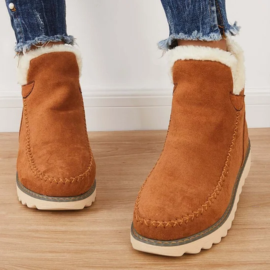 Stivali invernali da donna, stivali da neve da donna slip on con fodera in pelliccia e suola antiscivolo, stivaletti da donna con tacco basso