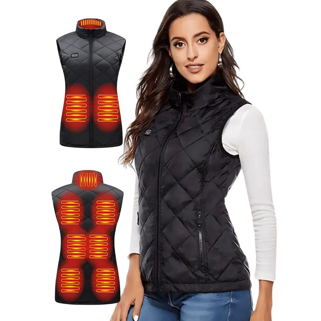 Gilet riscaldato da donna, gilet riscaldato ricaricabile con alimentazione a batteria USB, abbigliamento riscaldato elettrico leggero per l'inverno