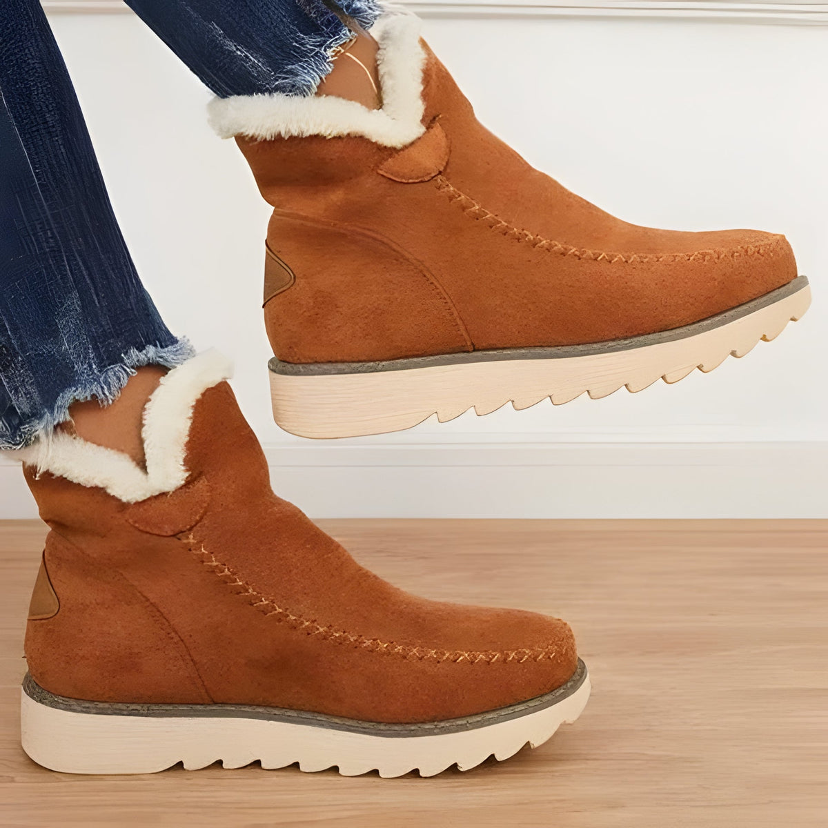 Stivali invernali da donna, stivali da neve da donna slip on con fodera in pelliccia e suola antiscivolo, stivaletti da donna con tacco basso
