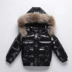 Parka invernale per bambini, giacca imbottita in piuma, bordo cappuccio in vera pelliccia, guscio idrorepellente