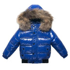 Parka invernale per bambini, giacca imbottita in piuma, bordo cappuccio in vera pelliccia, guscio idrorepellente