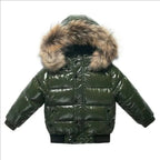 Parka invernale per bambini, giacca imbottita in piuma, bordo cappuccio in vera pelliccia, guscio idrorepellente
