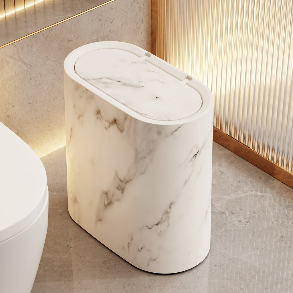 Pattumiera con motivo marmo | Cestino moderno con coperchio per bagno e cucina