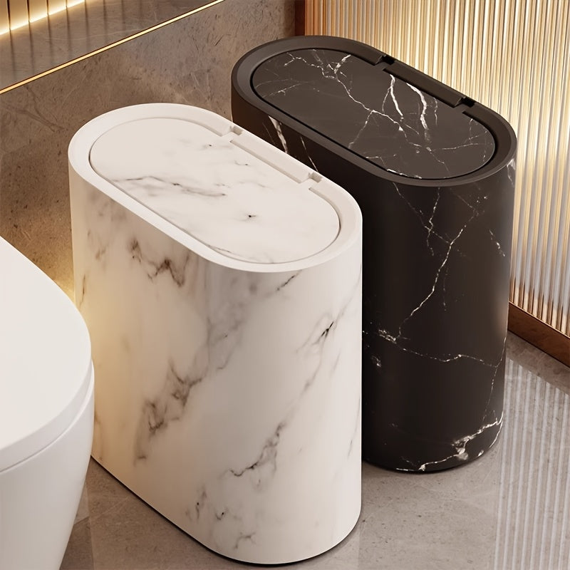 Pattumiera con motivo marmo | Cestino moderno con coperchio per bagno e cucina