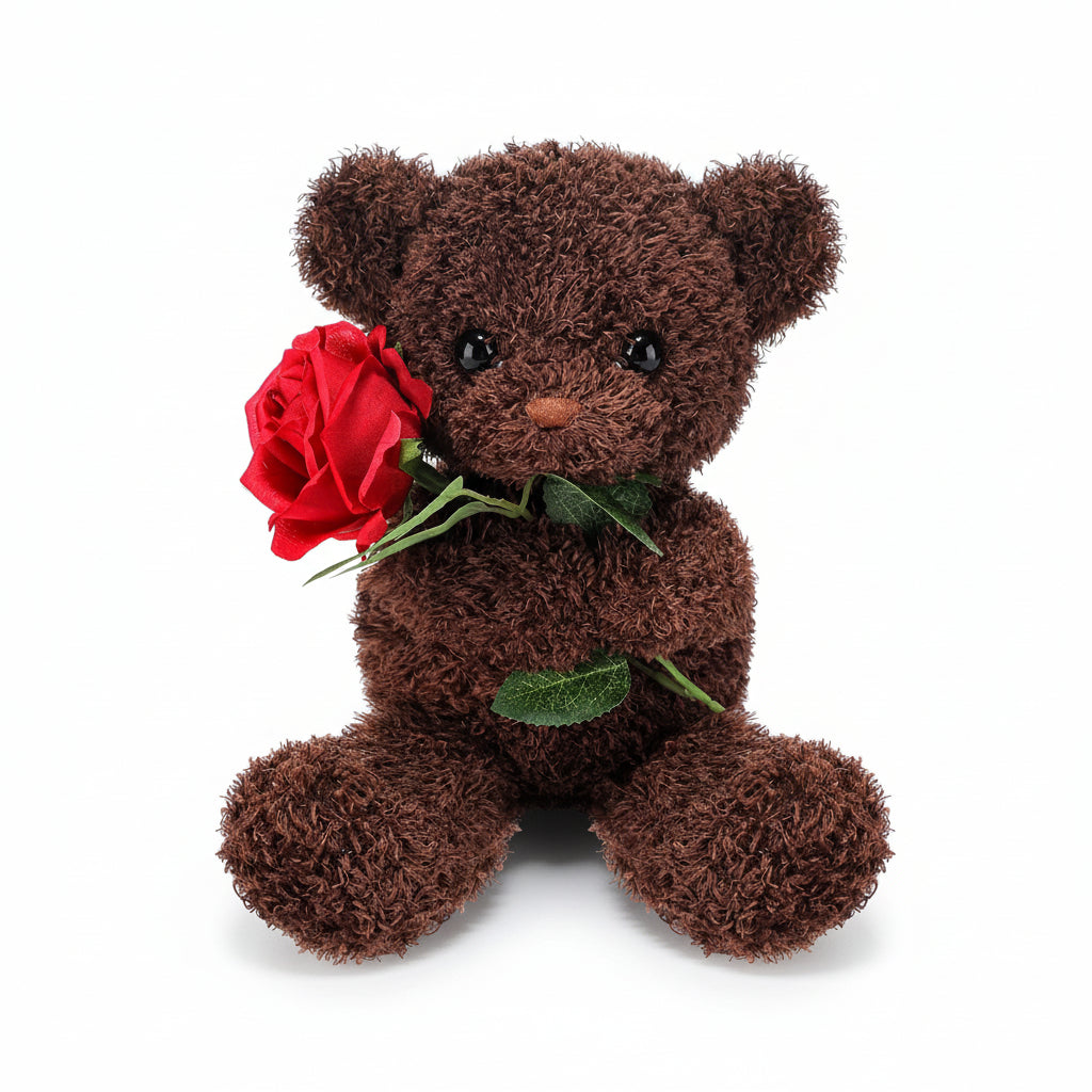 Peluches Orsetto di San Valentino Morbido con Rosa, Pupazzo Regalo