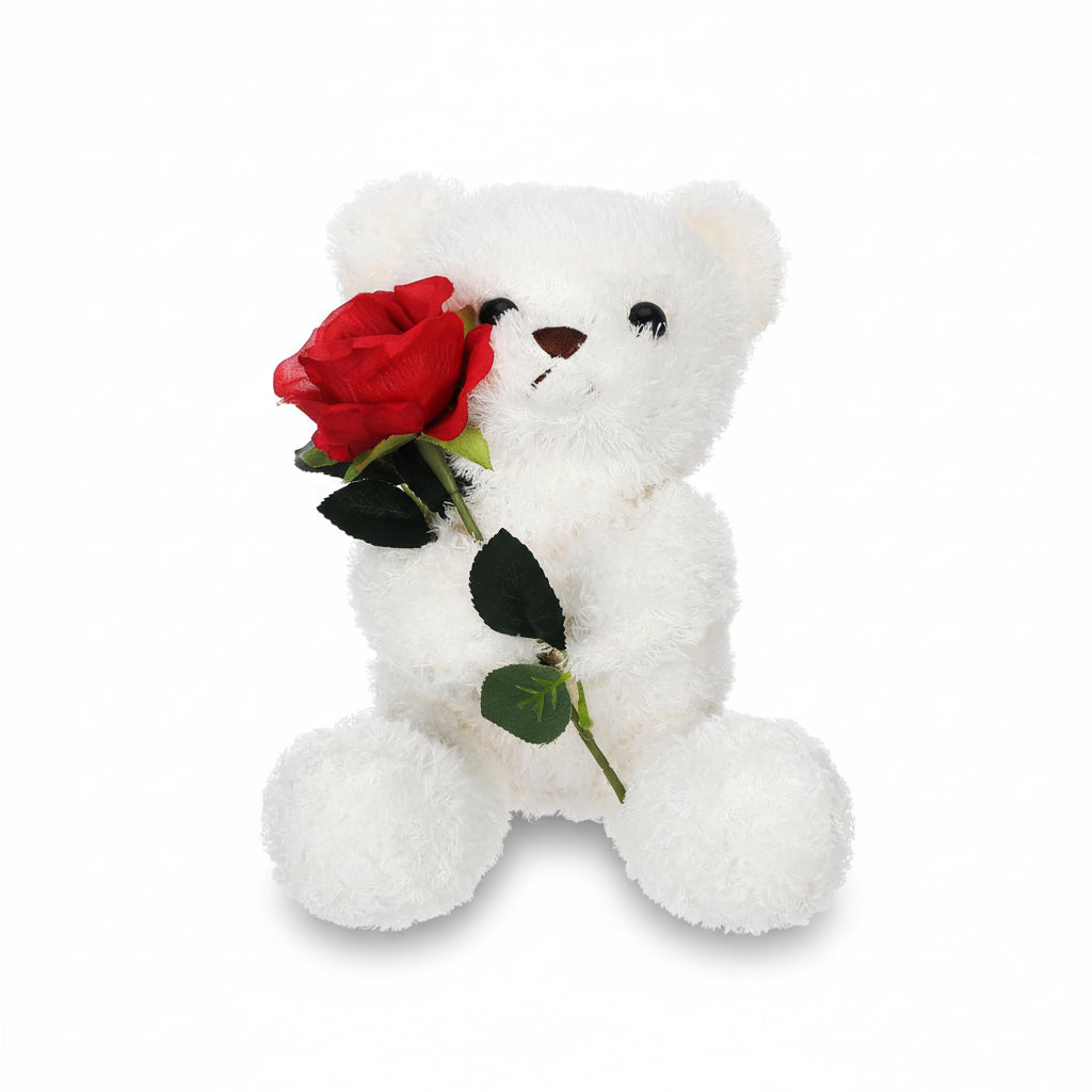 Peluches Orsetto di San Valentino Morbido con Rosa, Pupazzo Regalo