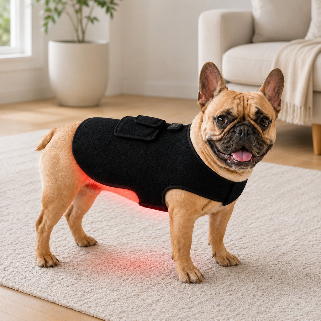 Pettorina a luce rossa per cani e gatti – 660nm + 850nm vicino infrarosso per comfort di schiena, anche, articolazioni e