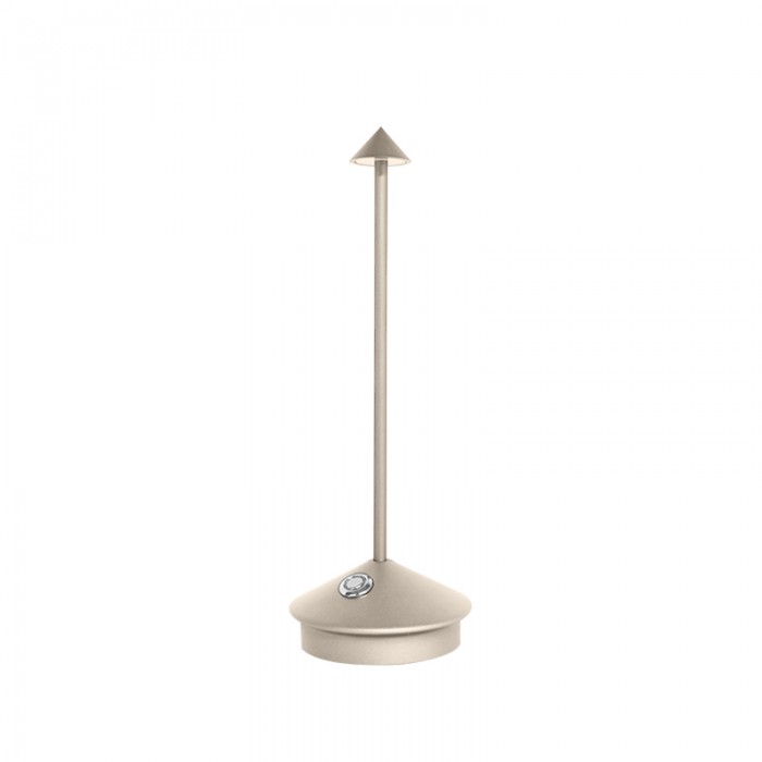 Lampada da tavolo LED senza fili bianca e dorata dal design moderno per soggiorno o terrazza
