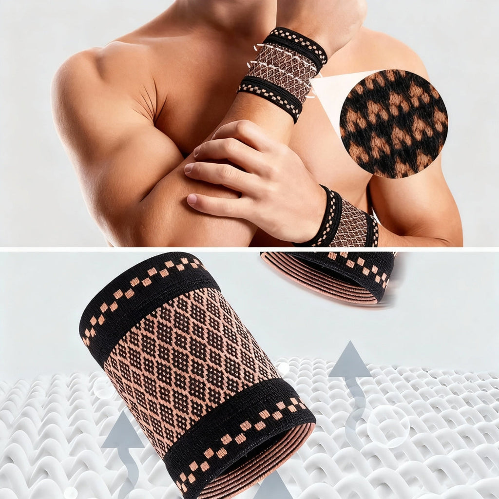 Polsiera a compressione con rame integrato per sollievo dal dolore al polso – Manicotto traspirante e discreto per tutti