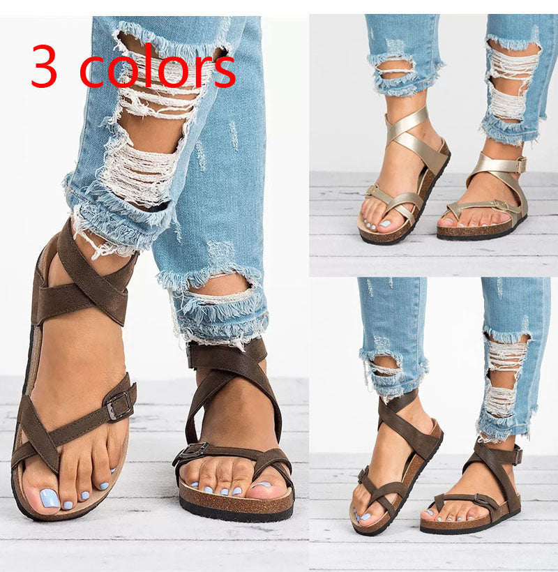 Platte Leren Sandalen Dames Zomerschoenen Comfortabel Teenslippers Pantofole casual