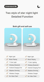Lampada notturna con ricarica wireless Moon Star