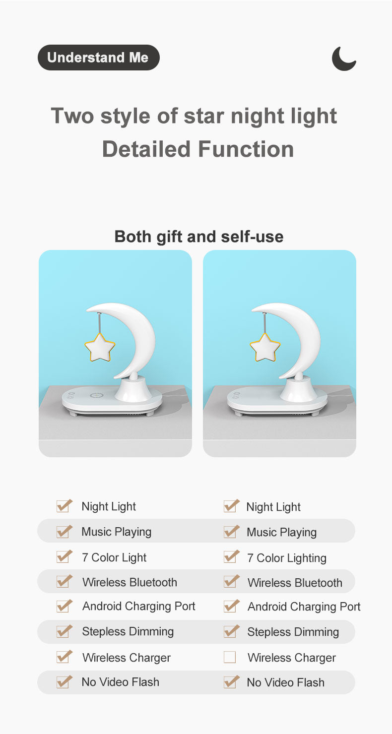 Lampada notturna con ricarica wireless Moon Star