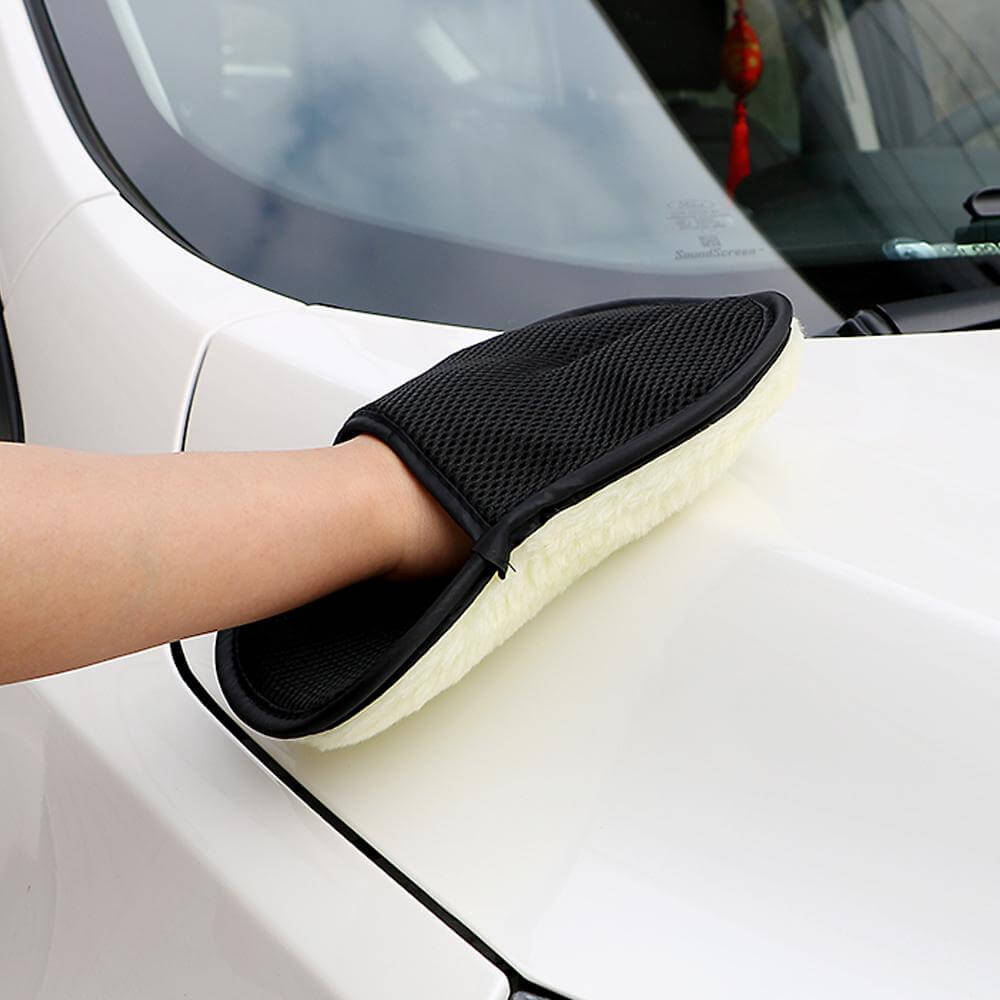 Guanti per pulizia auto in morbida lana e microfibra