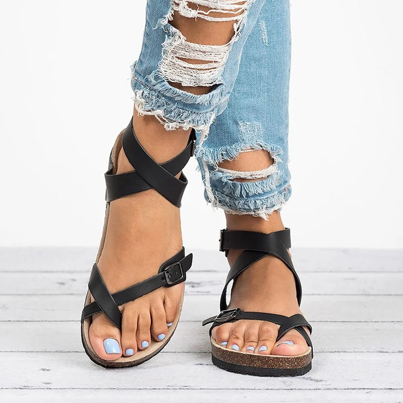 Platte Leren Sandalen Dames Zomerschoenen Comfortabel Teenslippers Pantofole casual