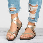 Platte Leren Sandalen Dames Zomerschoenen Comfortabel Teenslippers Pantofole casual