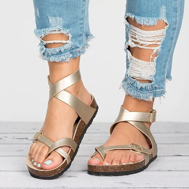 Platte Leren Sandalen Dames Zomerschoenen Comfortabel Teenslippers Pantofole casual