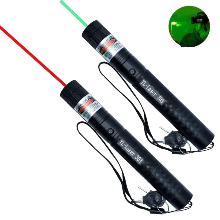 Puntatore laser ad alta potenza con raggio verde e rosso per lunga distanza